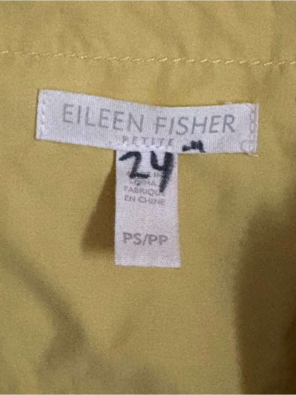 Eileen Fisher Long Anorak Windbreaker Jacket Women’s Petite S Yellow Zip Up Prep - Picture 3 of 14